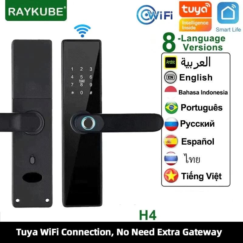 Tuya Wifi Smart Lock Fingerprint Password digitale 13.56mhz serratura elettronica accesso senza chiave tipo C USB Smart Home Intelligence H4