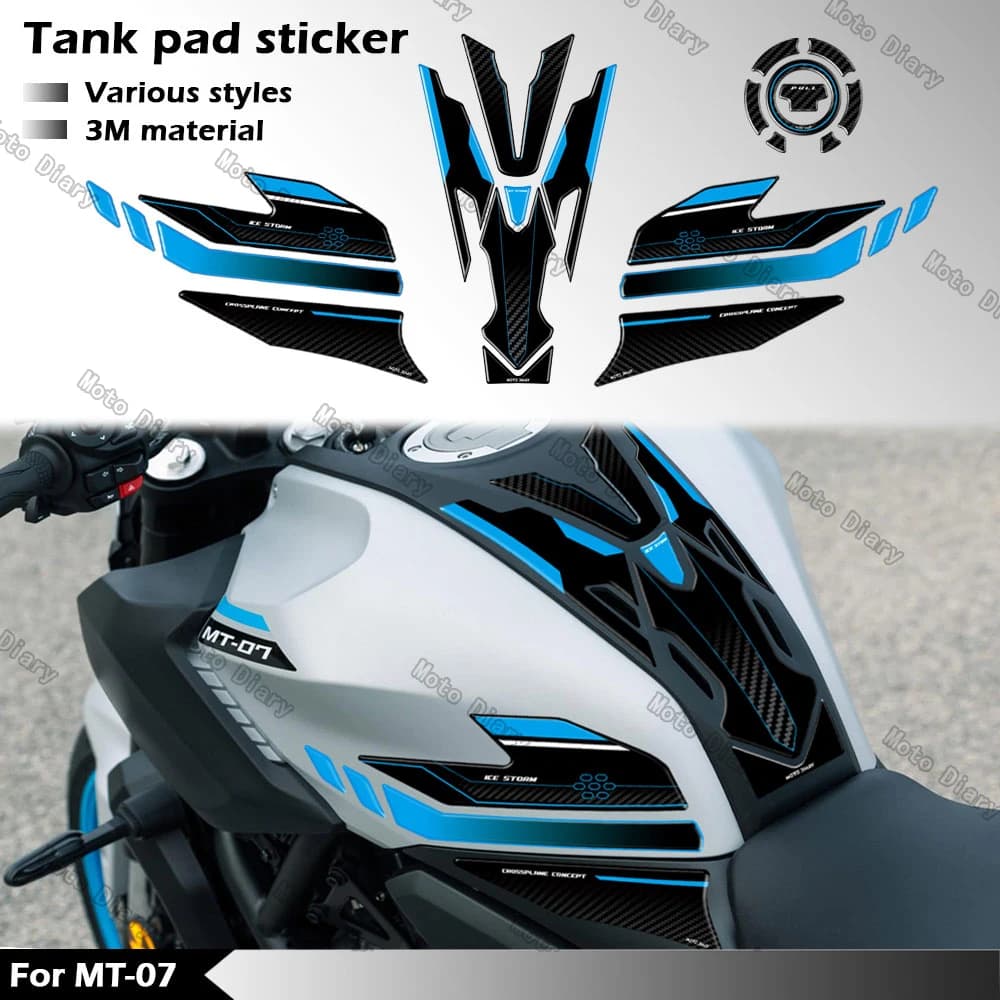 3D Resin Carro Relief Carburettor Armed Carburet Wall decal Motorcycle Gas Carpet Oil Tank Decalcomania Protection Cover Waterproof Ice Storm For MT 07 MT07 MT-07 2025