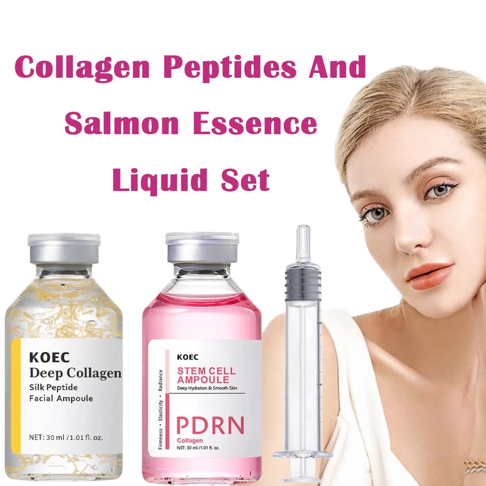 Collagen Peptides Set and Salmon Essence, Polishing Hydrating Ampolla, Deep Hydrating, Levigating, Improves Skin Compactness
