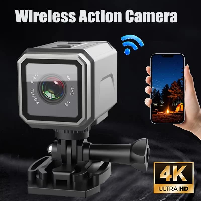 Ultra HD 4K Portable Camera with Hotspot WiFi, Mini Sport Camera Anti-Shake with Screen, Dashcam for Motorcycle and Bicycle