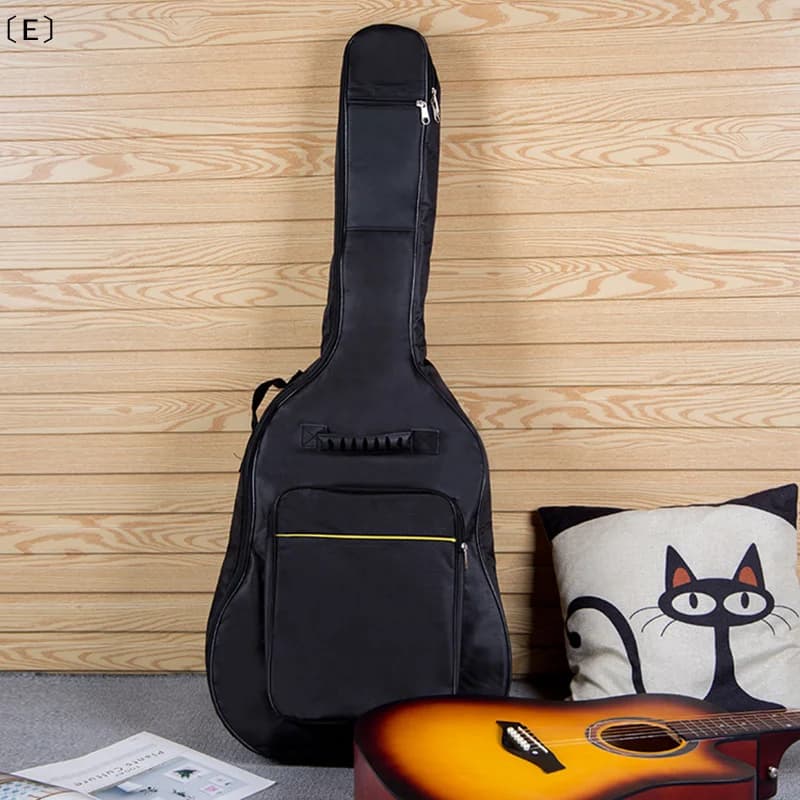 Borsa per chitarra acustica portatile da 41 pollici con doppia tracolla, impermeabile, in tessuto Oxford antistrappo, imbottita, nera, custodia per chitarra, zaino da concerto
