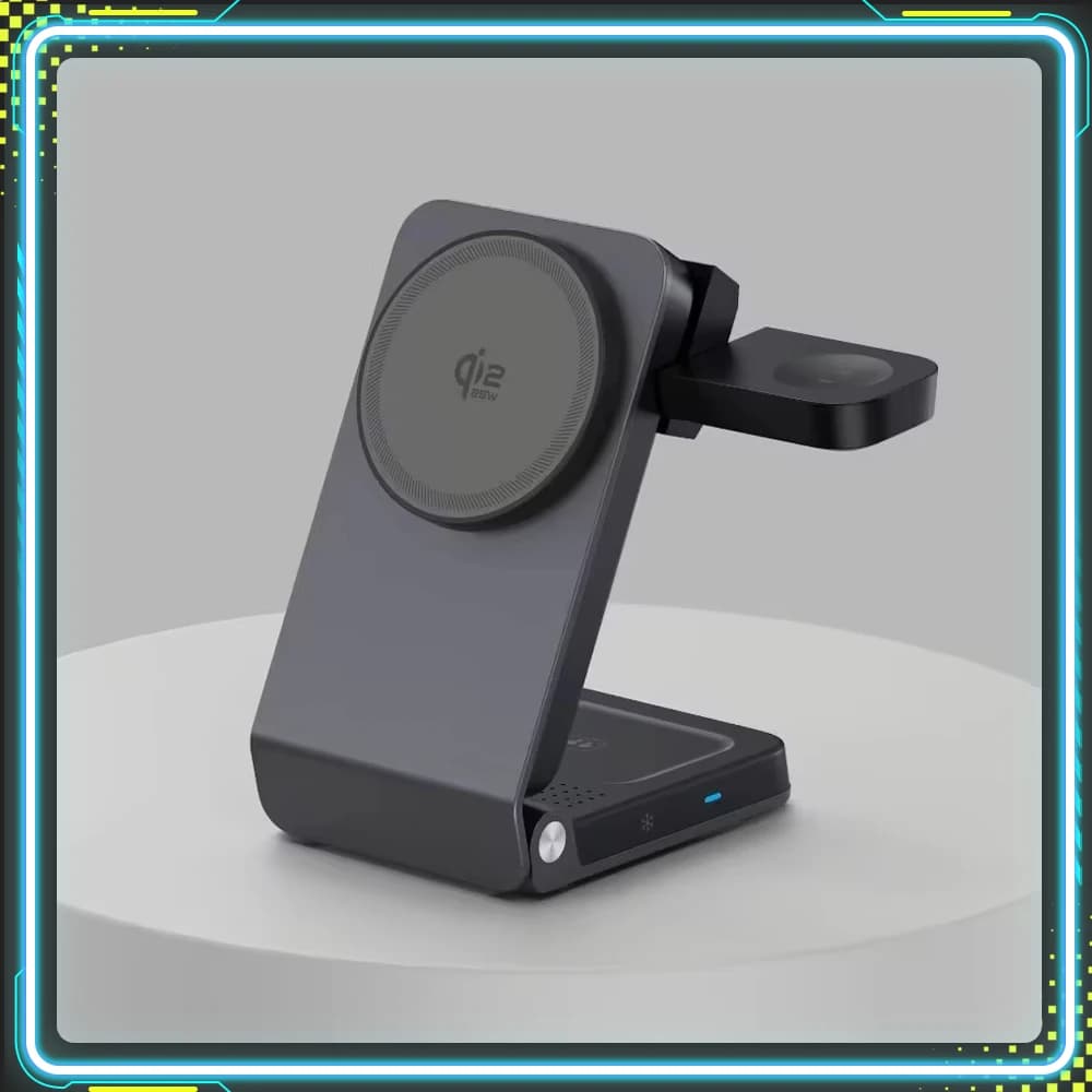 Qi2.2 Foldable Wireless Charger Station Magnetic Magsafe 25W 3 in 1 for iPhone Watch AirPods Any Phone Watch Headphone etc