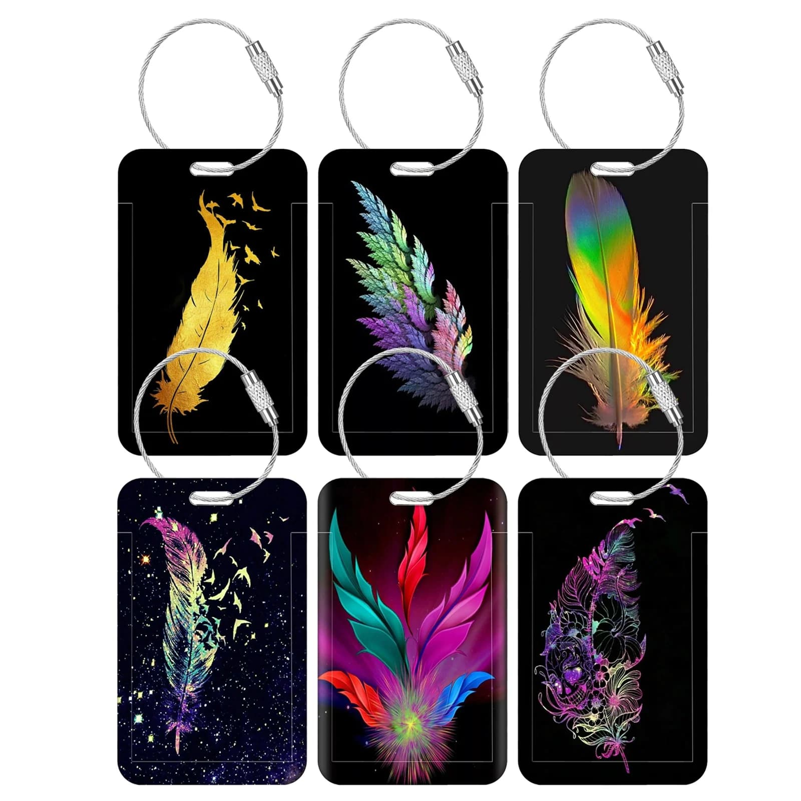 HOT SALE Art Feather Business Luggage Tag Travel Women Men Suitcase Address Label Luggage Boarding Case Name ID Label Durable