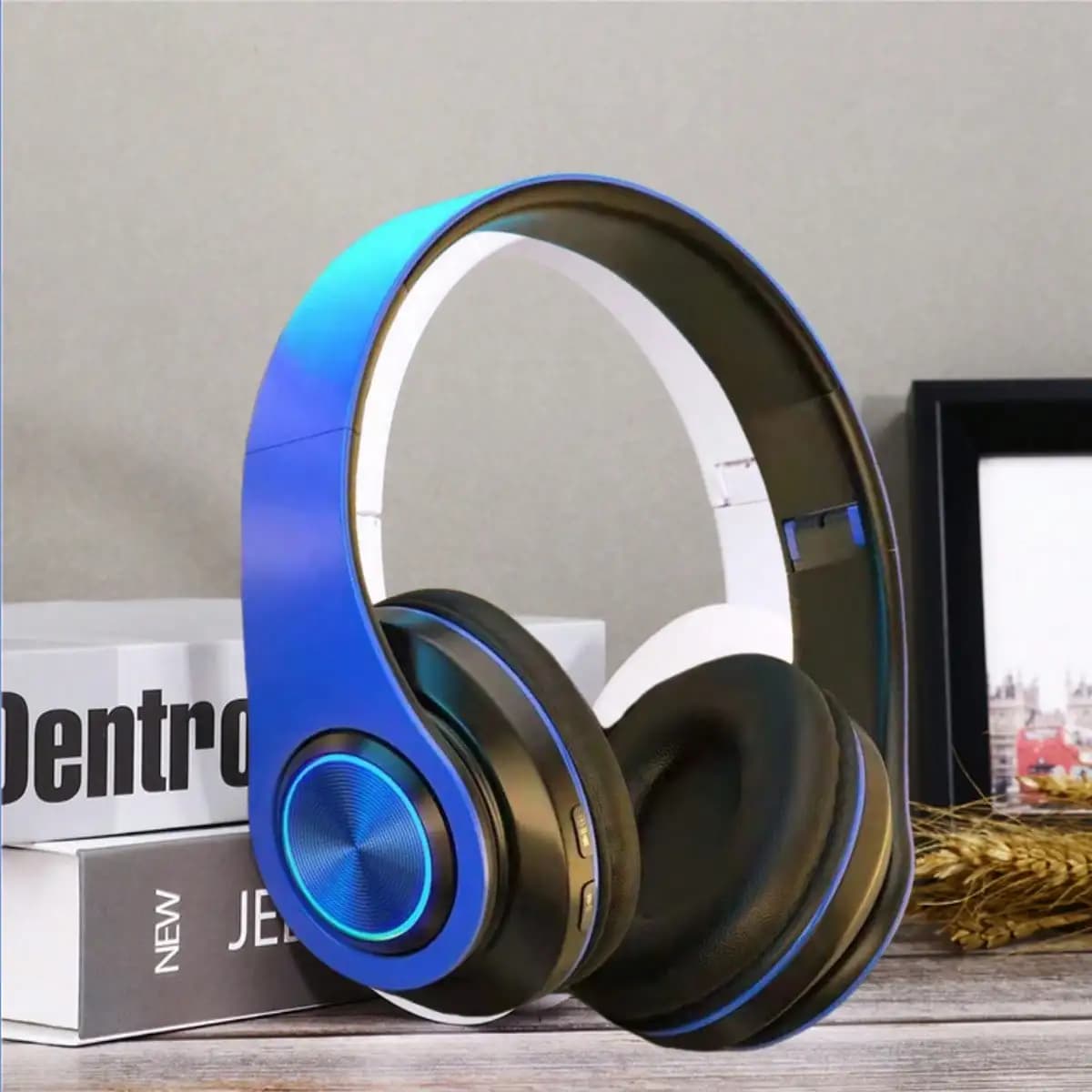 Wireless Noise Reduction Bluetooth Headset, Wireless Bluetooth 5.3 Mobile Computer Game Music Sports Earphones, Upgraden Bluetooth Headphones Wtih LED Lights, Portable Folding Active Noise Canceling Headphones With Deep Bass, USB Wireless Earbuds