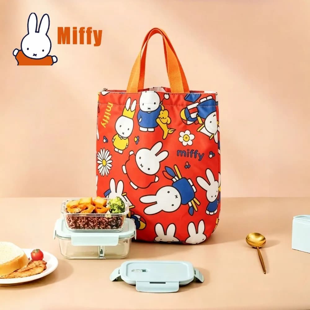 Kawaii Miffy Lunch Bag Cute Rabbit Thermal Tote Bag Waterproof Insulated Bento Box Container Food Pouch Organizer Picnic Gift