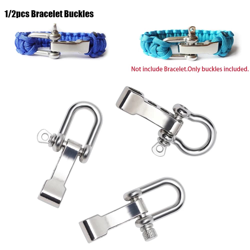 1/2 pz placcatura in acciaio inox U ancoraggio grillo vite Pin Paracord braccialetto fibbia raccordi per corda di sopravvivenza all'aperto