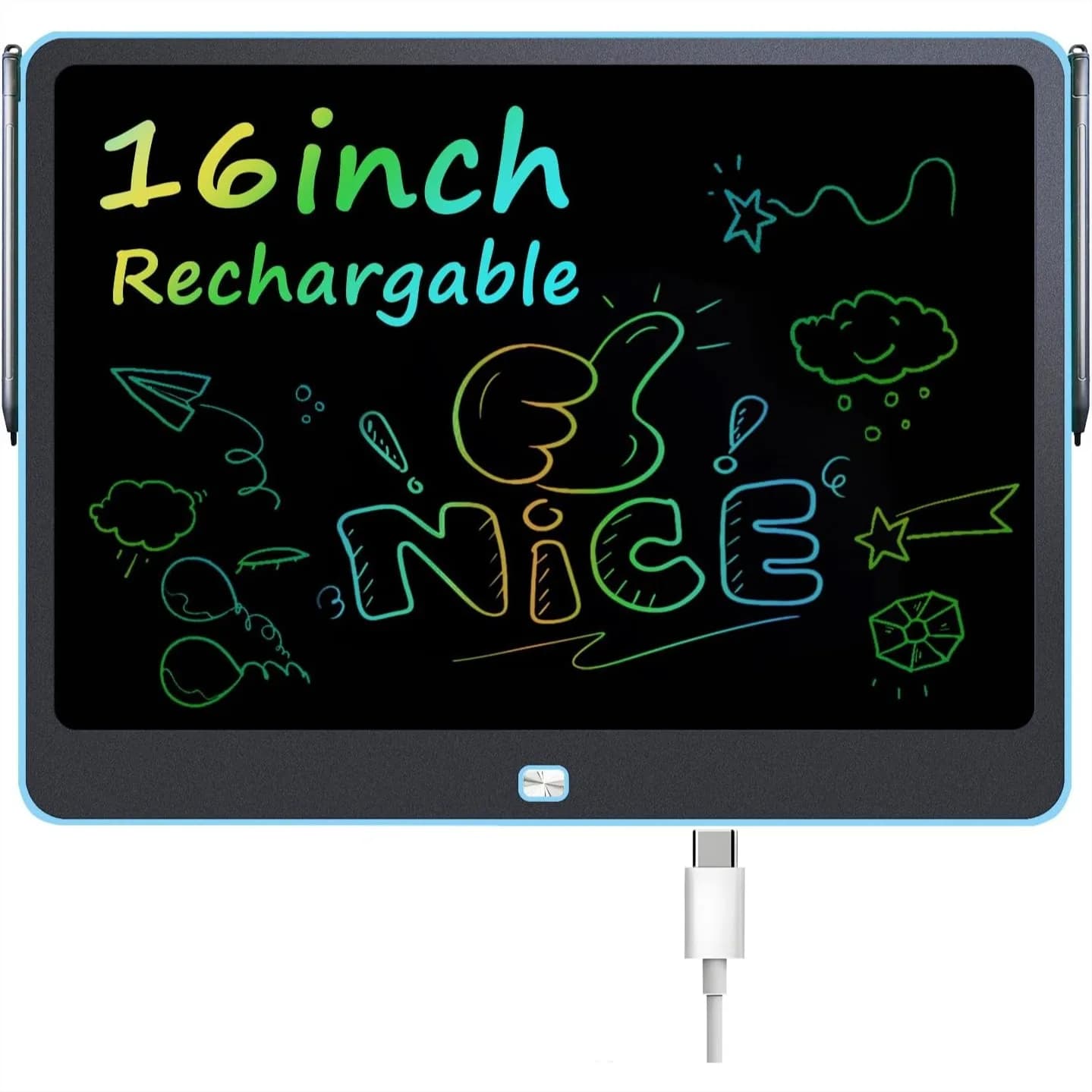 Tablet LCD da 16 pollici per bambini, tavoletta da disegno colorata con batteria ricaricabile, giocattolo educativo per ragazzi e ragazze