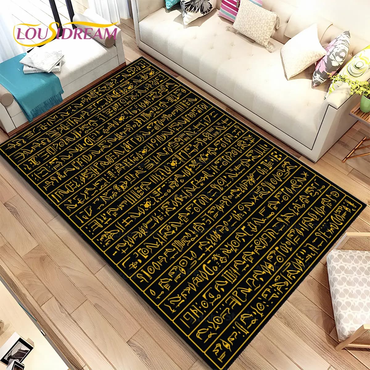 Egyptian Mythology Pharaoh Hieroglyphics Area Rug,Carpet for Home Living Room Bedroom Sofa Doormat Decor,kids Non-slip Floor Mat