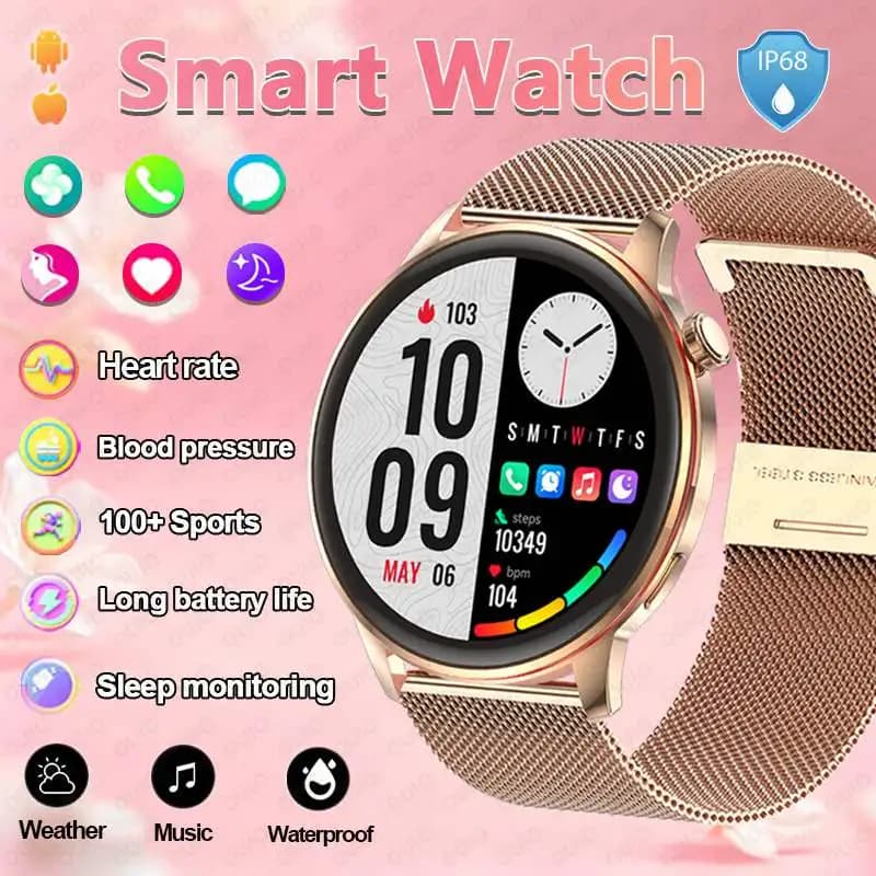 Nuovo Smartwatch con Chiamate Bluetooth, Controllo Vocale, Monitoraggio Frequenza Cardiaca, Sonno, Calorie, Ossigeno nel Sangue e Pressione Sanguigna per Uomini e Donne
