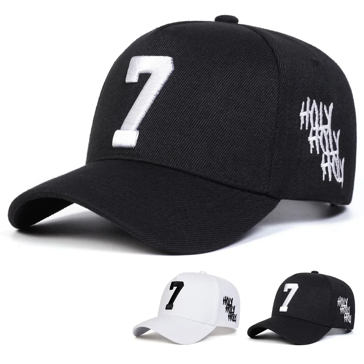 Unisex 7 HOLY Letter Embroidery Baseball Caps Spring Autumn Outdoor Adjustable Casual Hats Sunscreen Hat Sports Cap