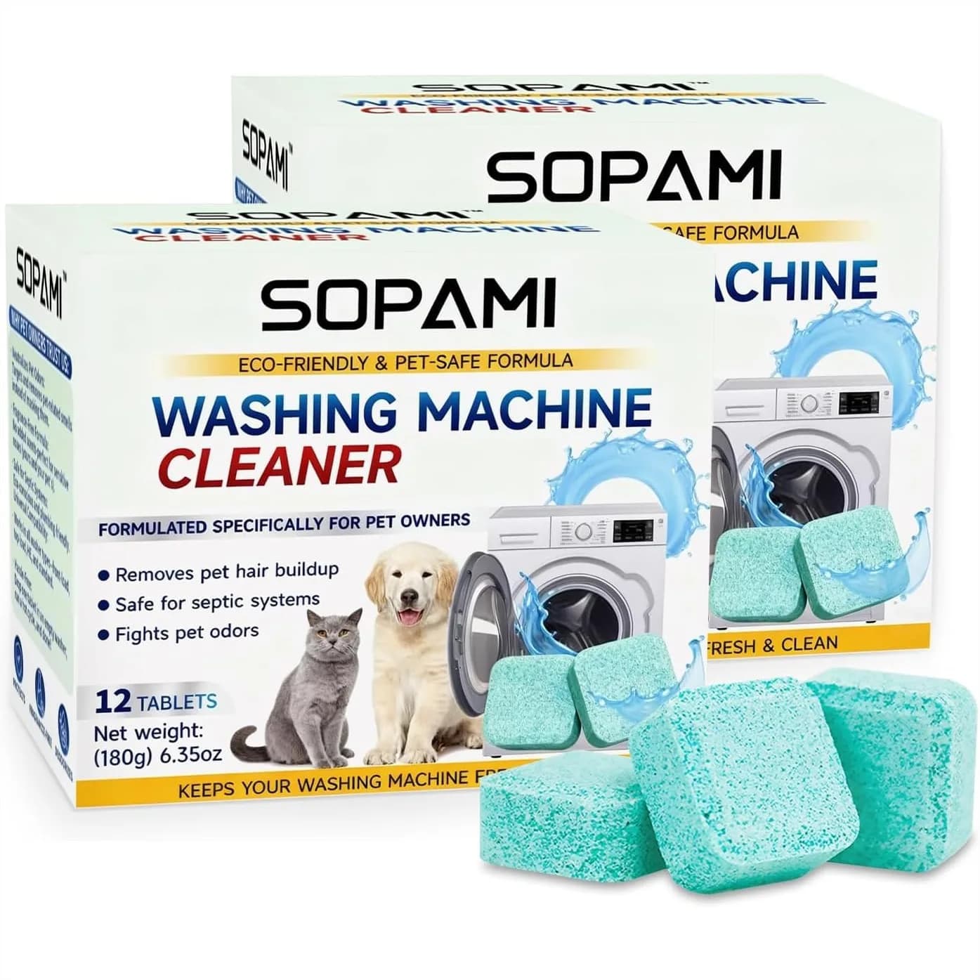 Pastiglie Detergenti per Lavatrice, Confezione da 24, per Lavatrici HE/A Caricamento Frontale/Supposto - Rimuove Peli di Animali, Odori, Muffa e Residui, Sicuro per Fosse Settiche
