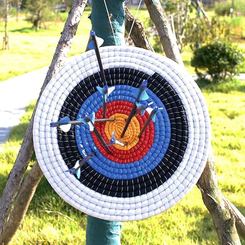 Kit bersaglio per arco ricurvo con cannuccia dai colori vivaci e 5 carte - Forniture per esercitazioni di tiro con l'arco per giochi all'aperto per adulti