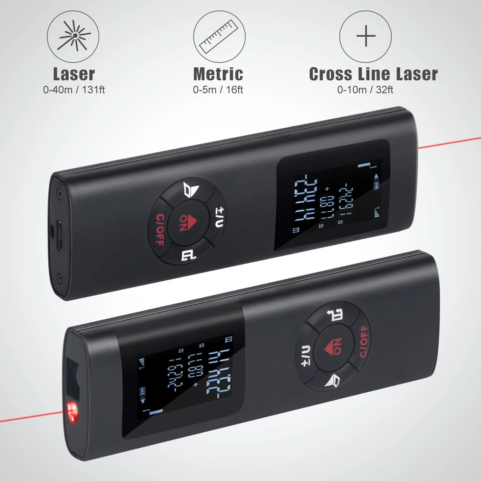 40M/60M Mini Misuratore di distanza laser intelligente Misura telemetro a infrarossi USB ricaricabile portatile Telemetro laser portatile Strumenti