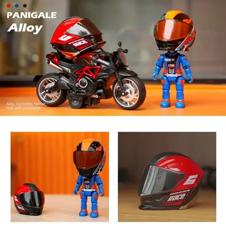 Casco da motociclista in lega Q Edition 1:12, modello squisito da motociclista, decorazione da collezione, giocattolo per regalo