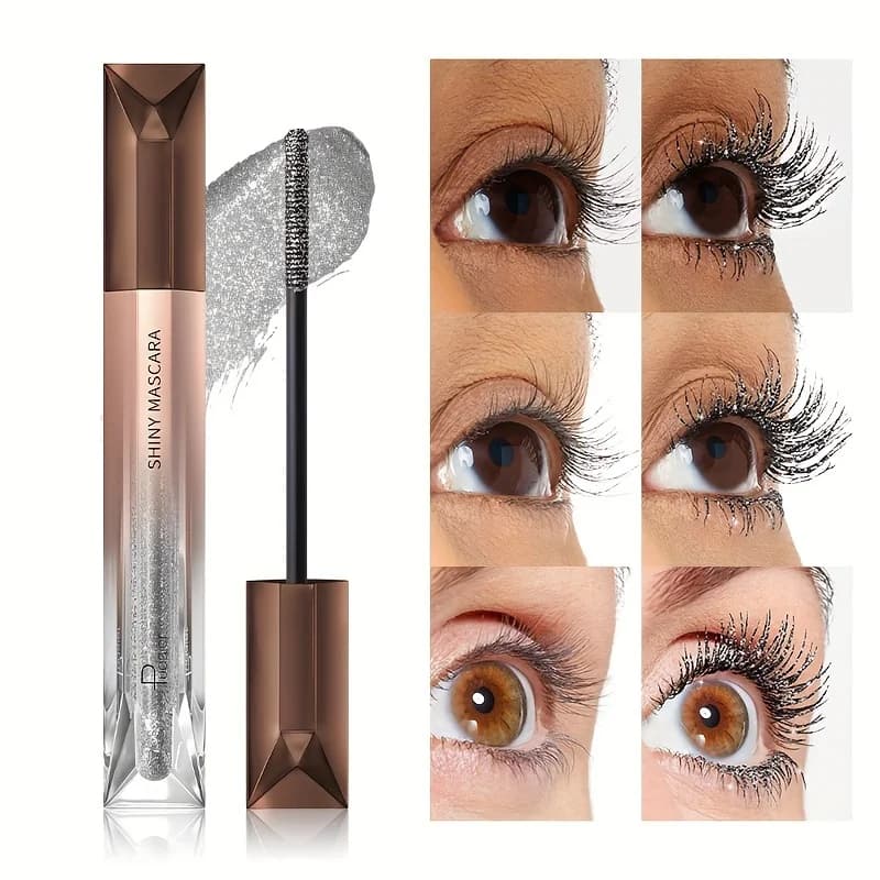 Mascara Glitterato Impermeabile, Mascara Diamantato Scintillante a Lunga Durata, Trucco Occhi Anti-sbavatura