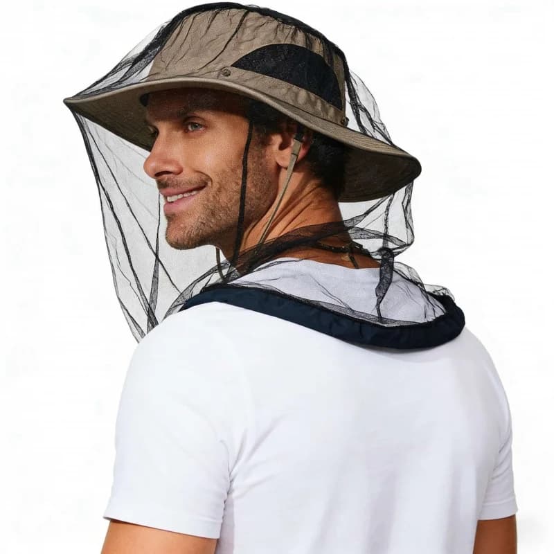 Cappello Anti-Zanzare per Pesca e Apicoltura con Visiera, Rete Traspirante per Protezione Solare, Repellente per Zanzare
