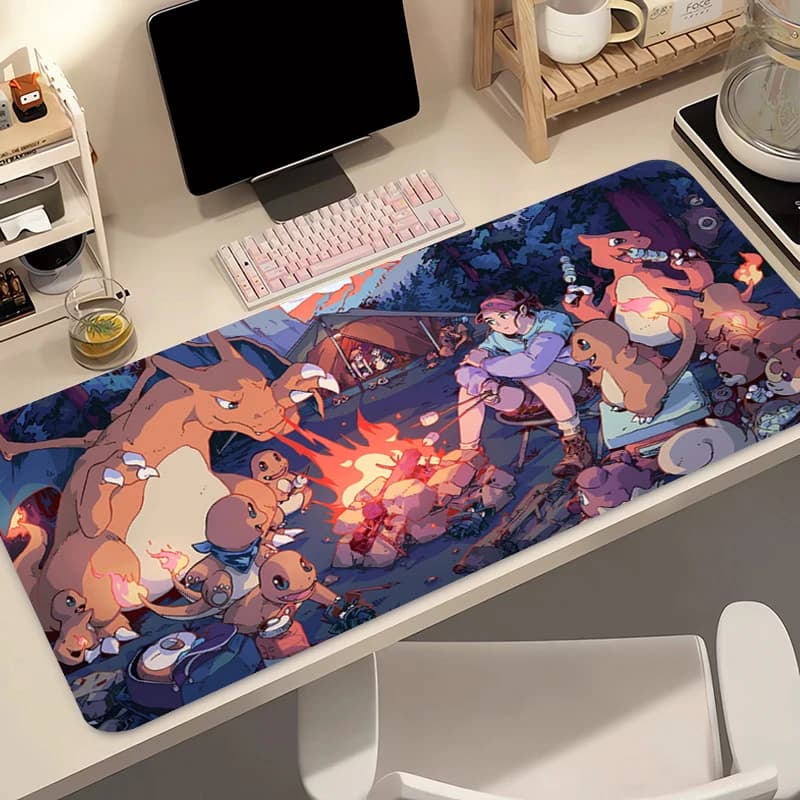 Tappetino per mouse Anime 90x40cm Pokemon Charizard Carpe PC Gamer Computer Mousepad Varmilo Tastiera Accessori da gioco Tappetino da scrivania esteso