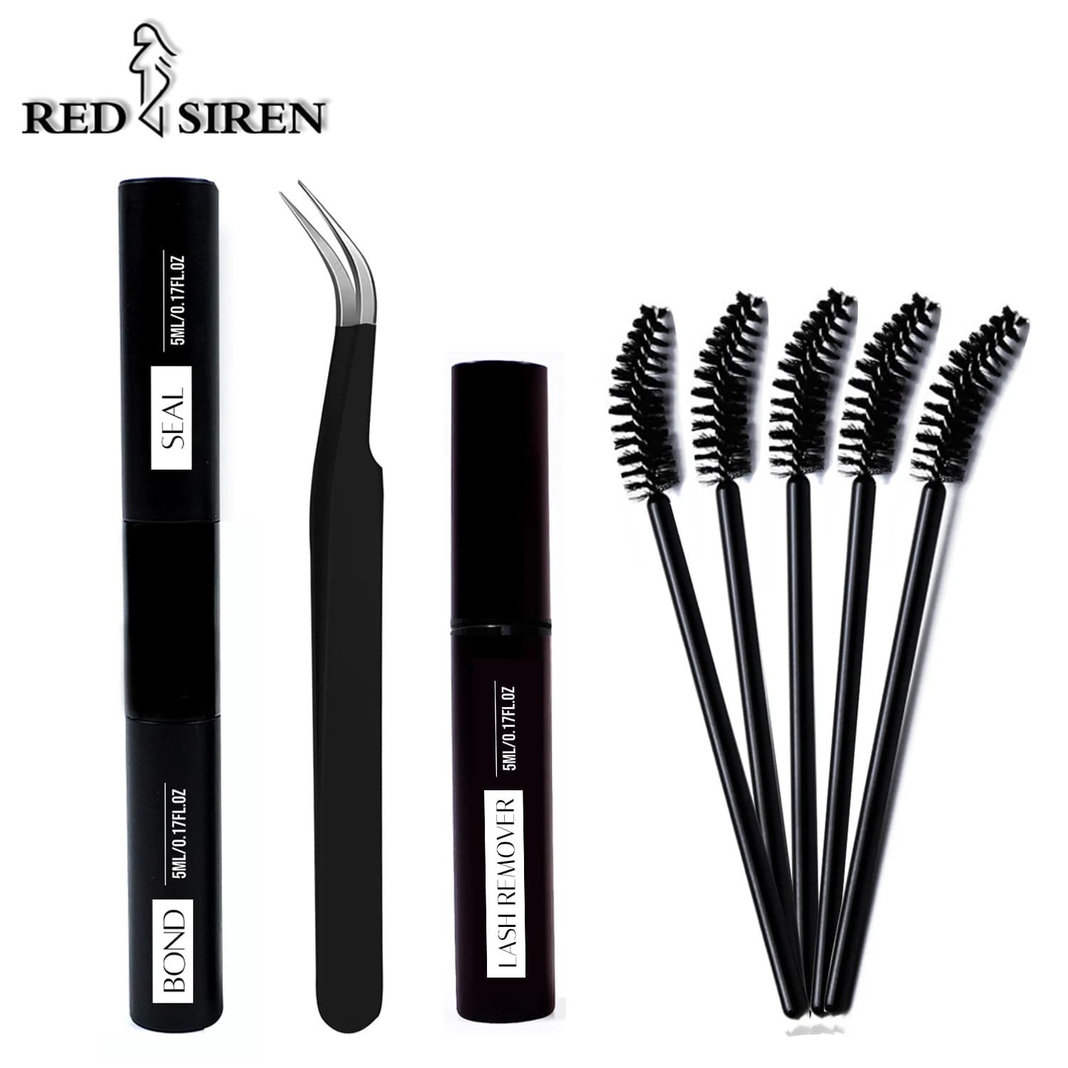 Glue and seal for eyelashes with ostrich and tweezers and brush for eyelashes for eyelash extensions Tool for make-up,