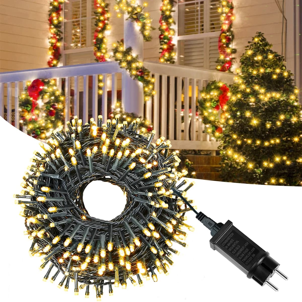 100-1000 luci LED luci di Natale fata stringa di luce 110V 220V a DC24V bianco caldo RGB LED luci da giardino casa albero di Natale Decor