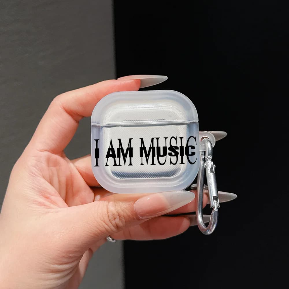 I am music Translucent Silicone Case for Airpods 4 3 Pro 2 1 Wireless earphone Headphone Pro2 Protective Covers