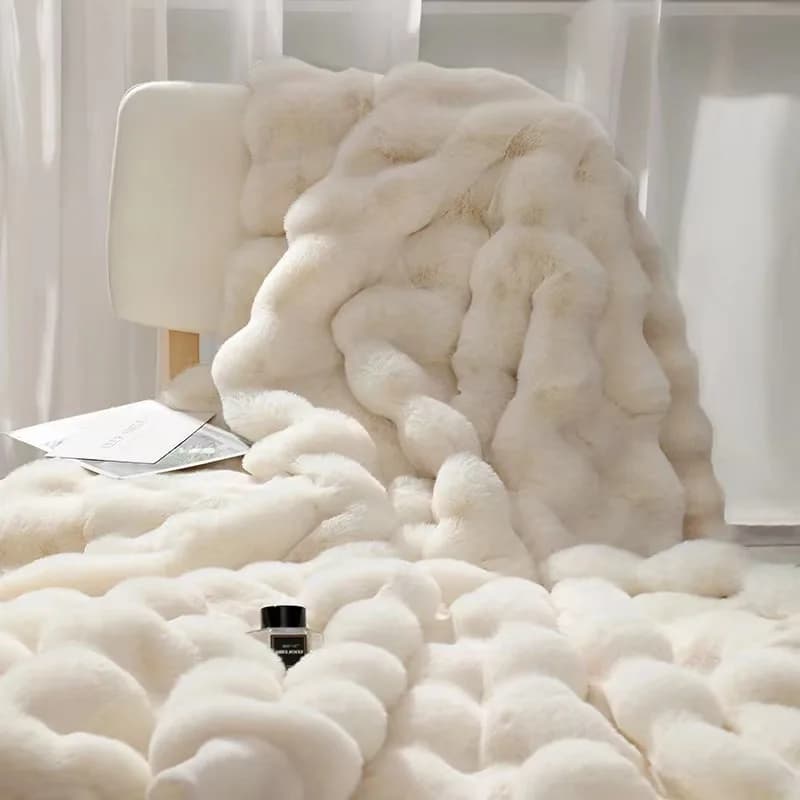 Coperta di peluche di coniglio di lusso inverno autunno coperte comode ufficio aria condizionata coperta per il tempo libero spessore copridivano