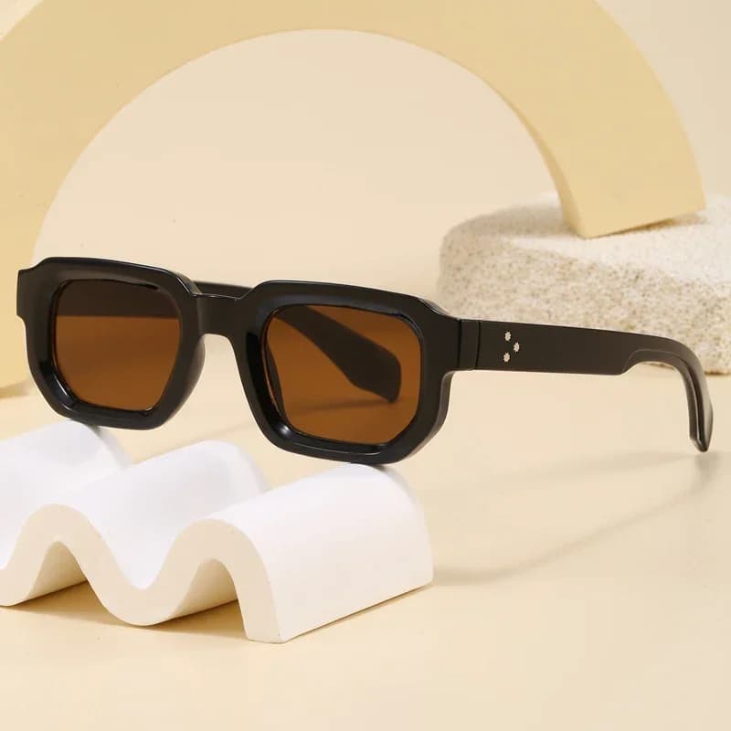 Occhiali da Sole Quadrati alla Moda per Donna e Uomo, Montatura Piccola, Doppio Ponte, Occhiali da Sole di Marca Trendy per Esterni