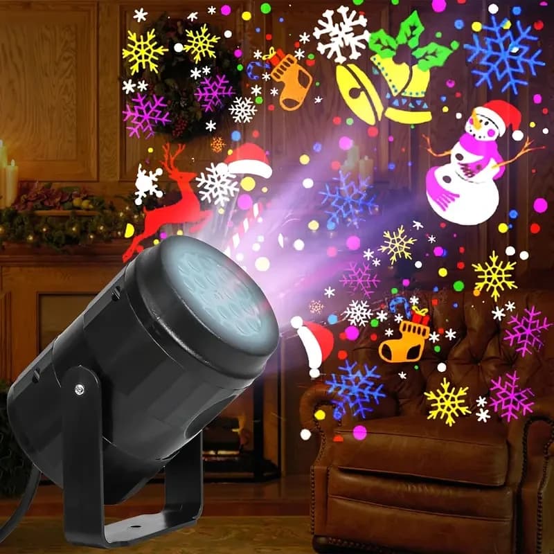 Proiettore natalizio a fiocco di neve a LED alimentato da 1 pezzo - Modelli natalizi rotanti per la casa, il soggiorno, la camera da letto, la festa, il matrimonio