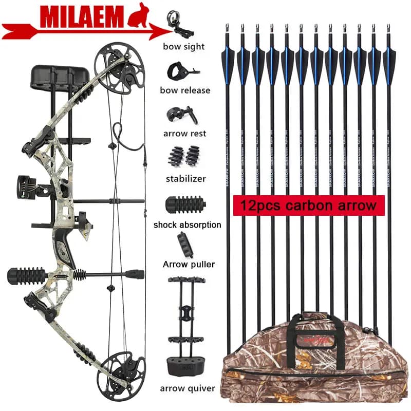 KAIMEI HAN Archery 30-60 Lbs Compound Bow and Arrow Set 320fps 80% Let Off for Right Hand Hunting Target Shooting Aim
