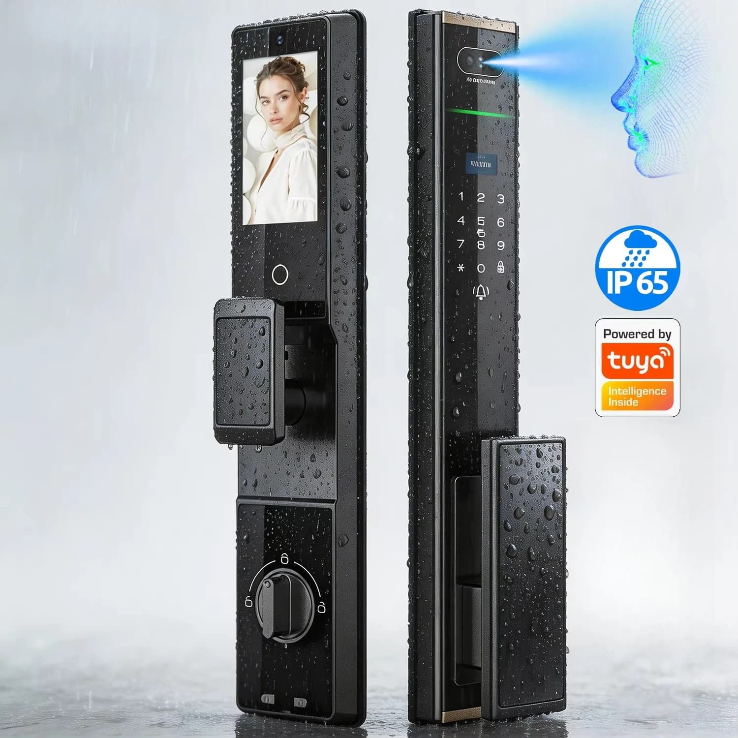 Waterproof Automatic 3d Face Recognition Biometric Electronic Tuya Wifi Digital Tuya Fingerprint Smart Door Lock with Camera