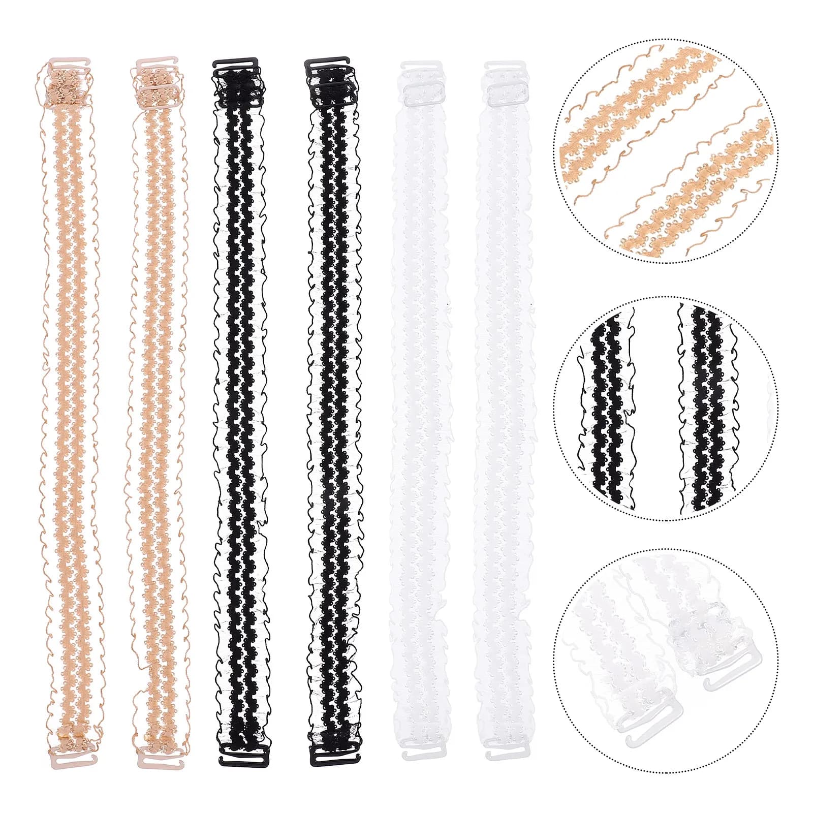3Pairs Premium Lace Bra Straps Non-Slip Adjustable Elastic Underwear Shoulder Straps for Women Comfortable Soft Fade-Resistant