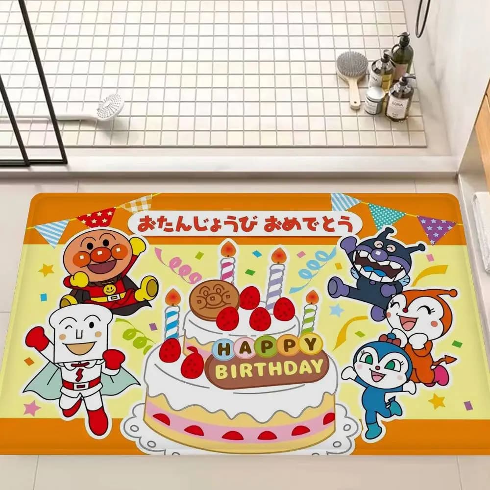 Children Anpanman Anime Floor Mat Rectangle Anti-slip Home Soft Badmat Front Door Indoor Outdoor Mat Hotel Decor Mat