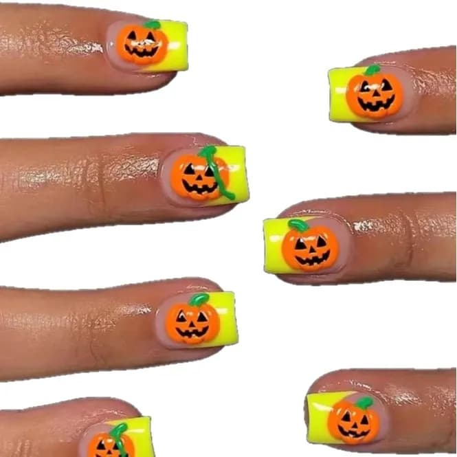 Nuove Unghie Finte Quadrate di Media Lunghezza Stile Halloween Semplice 2026, Classiche Francesi Europee e Americane