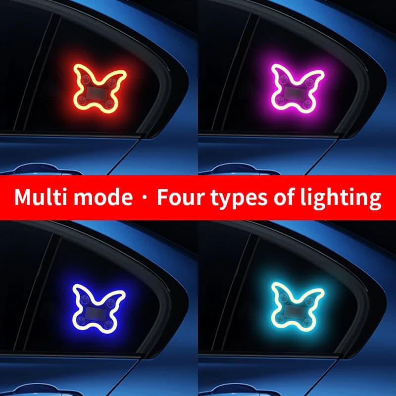 Luce Ambientale LED per Auto a Energia Solare, Luce al Neon per Finestrini, Lampada Atmosfera Ricaricabile USB, Accessori Decorativi per Auto