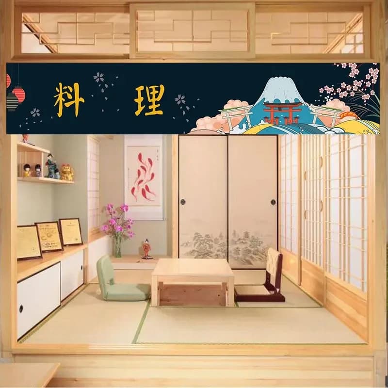 VIKAMA Japanese Noren Curtain Doorway Tapestry Room Divider For Living Bedroom Sushi Restaurant Entrance Kitchen Home Decor