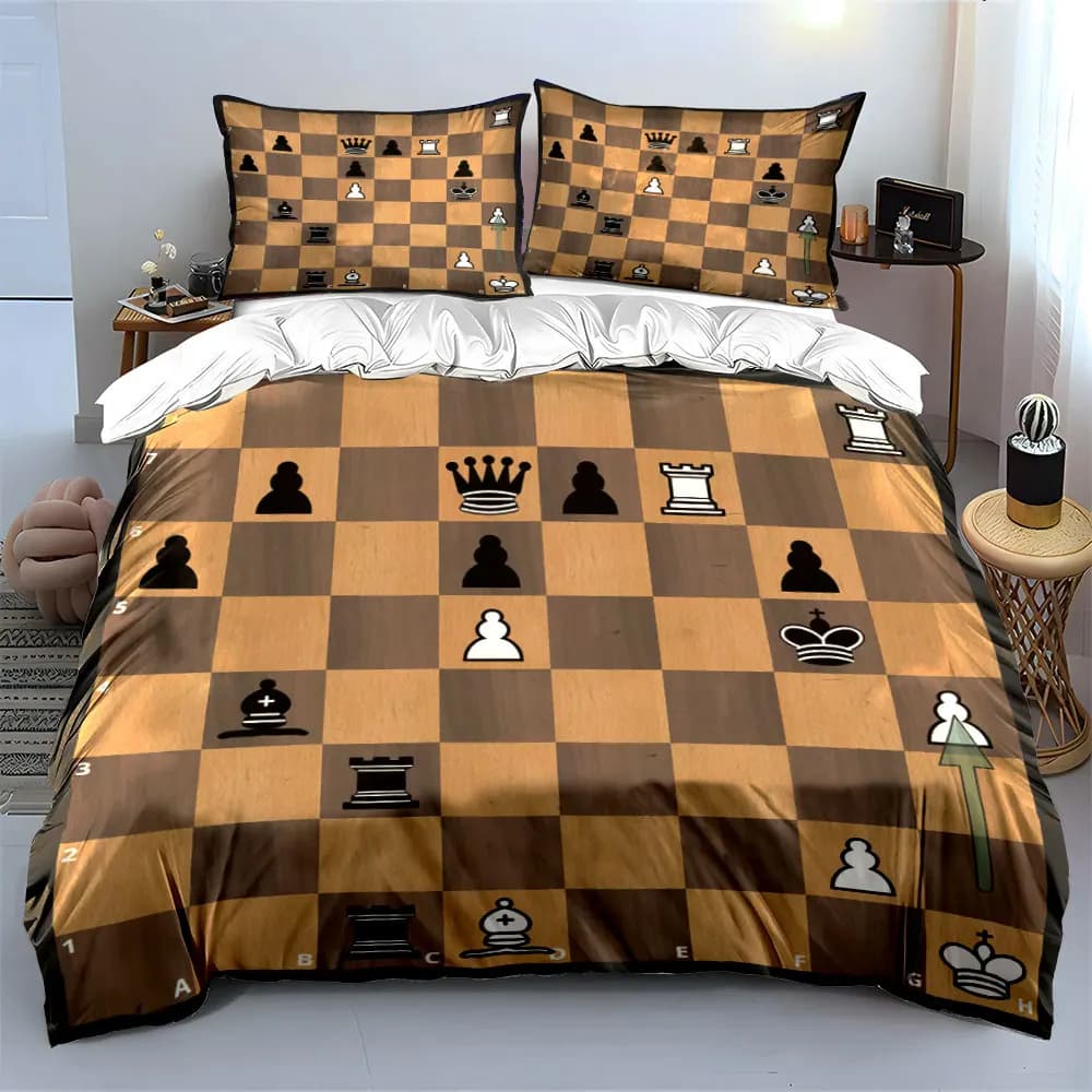 Set di strategie di gioco a scacchi in tre pezzi, diverse misure per camerette di bambini e adulti, set di biancheria da letto raffinato in 3 pezzi, idea regalo