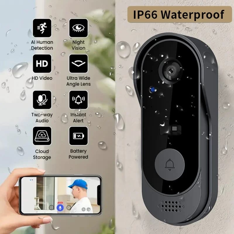 Tuya Smart Home Campanello per porta impermeabile Monitor per visione notturna Videocamera HD 2.4G WIFI Anello campanello Citofono senza fili Voce