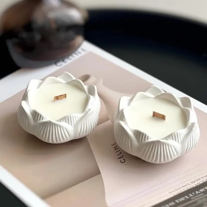 Lotus Candlestick Silicone Mold DIY Handmade Storage Box: Plaster Concrete Resin Holder Craft Casting Home Decor