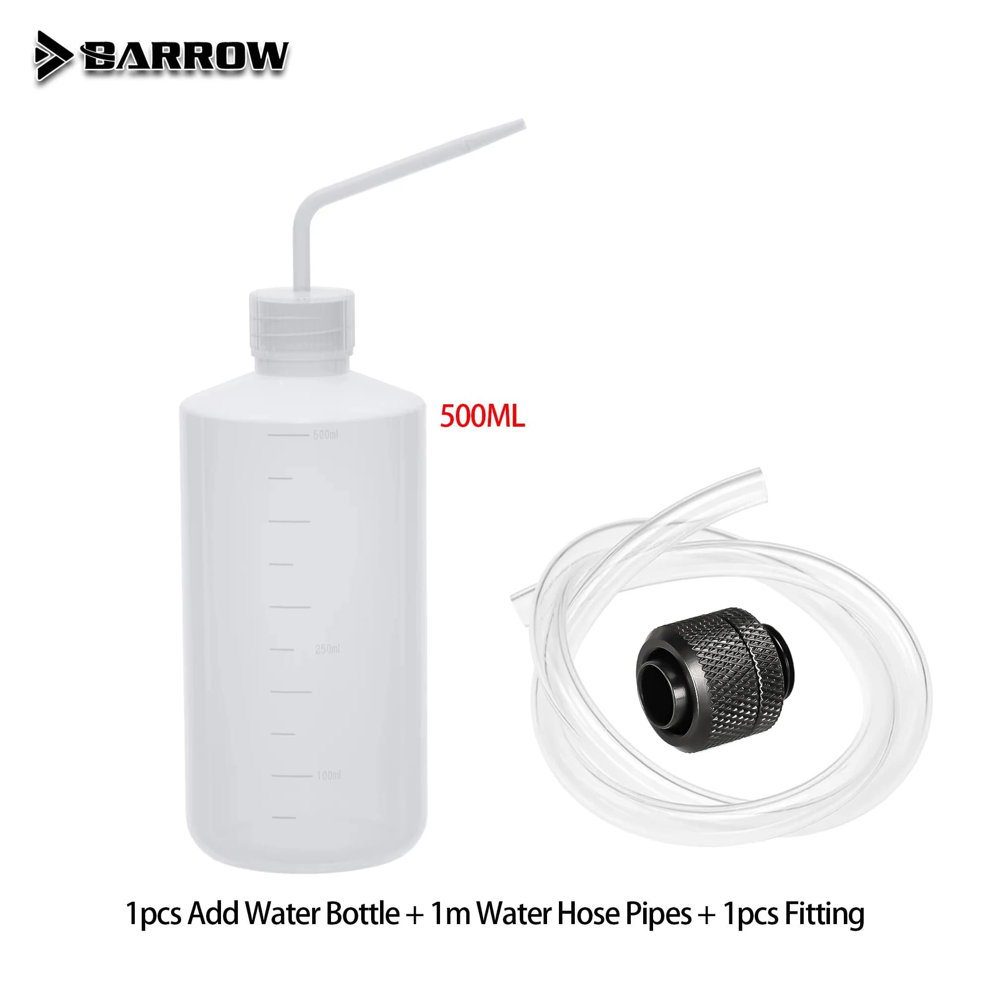 3PCS Water Cooling Kit 500ml Liquid Filling Bottle/1M Soft Tube/Fitting for Computer Water Cooling System Safety Wash Bottle Set