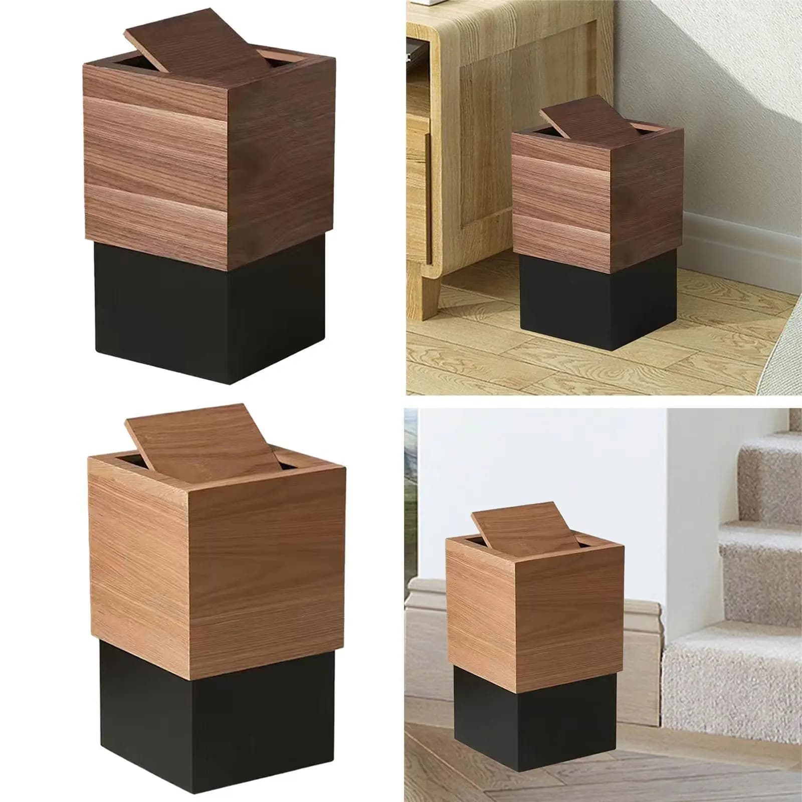 Pattumiera in legno con coperchio Pattumiera Cestino per cucina, camera da letto, bagno