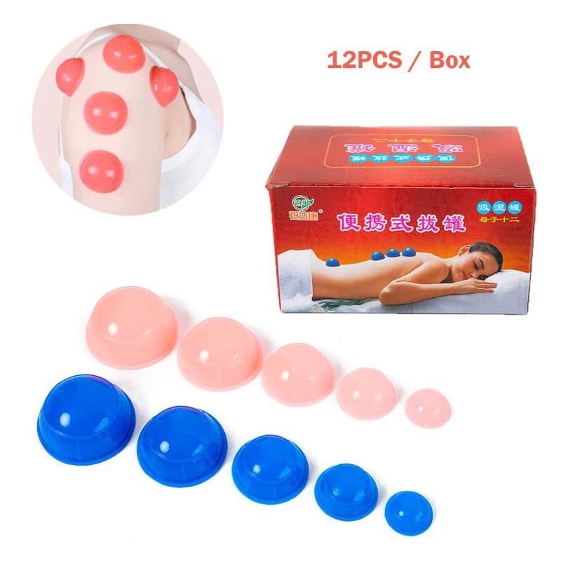 12 pieces Silicone massage jars Set of Chinese massager therapy cup for body banks anti-cellulite vacuum cans