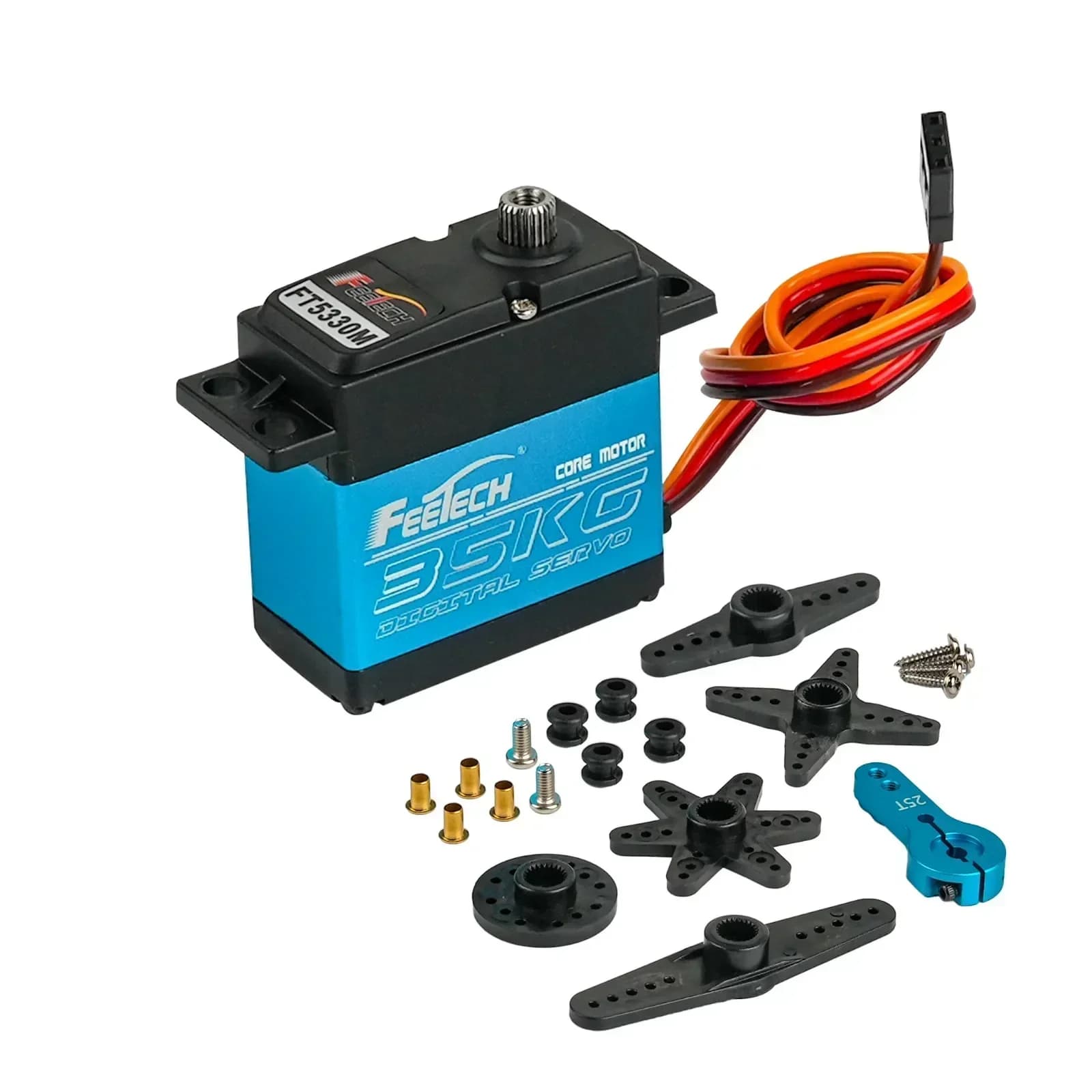 Servo Digitale Feetech FT5330M 35KG con Ingranaggi in Metallo, Braccio Servo 25T, 180 Gradi, Impermeabile per Modelli RC di Aerei, Elicotteri, Robot, Camion
