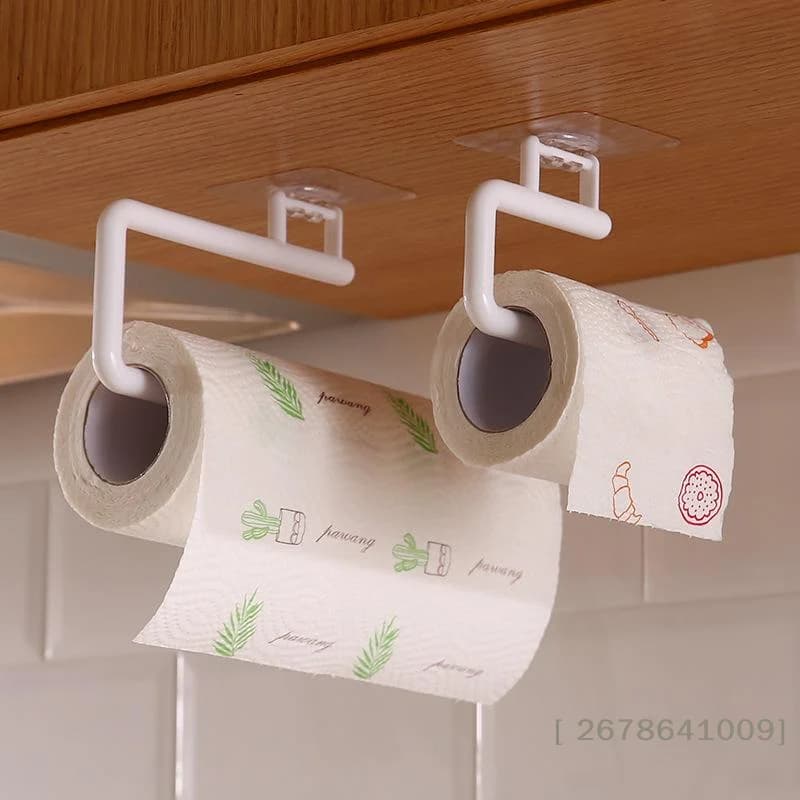⚑Punch Free Kitchen Paper Roll Holder Towel Hanger Rack Bar Cabinet Rag Hanging Bathroom Organizer Tools