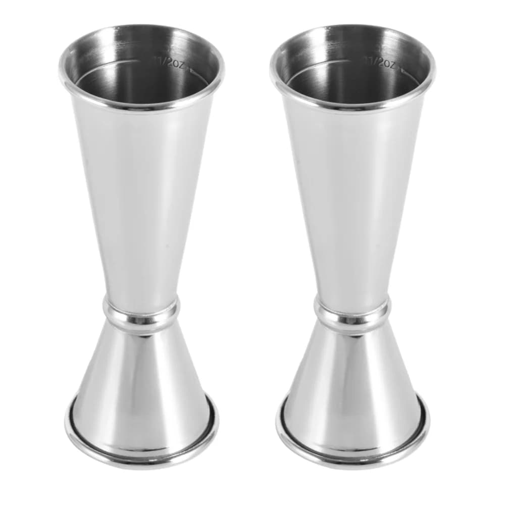2pcs 304 Stainless Steel Double Jigger Double Sided 1oz/2oz Bar Measuring Cup Ounce Markings Japanese Style Cocktail Shaker Home