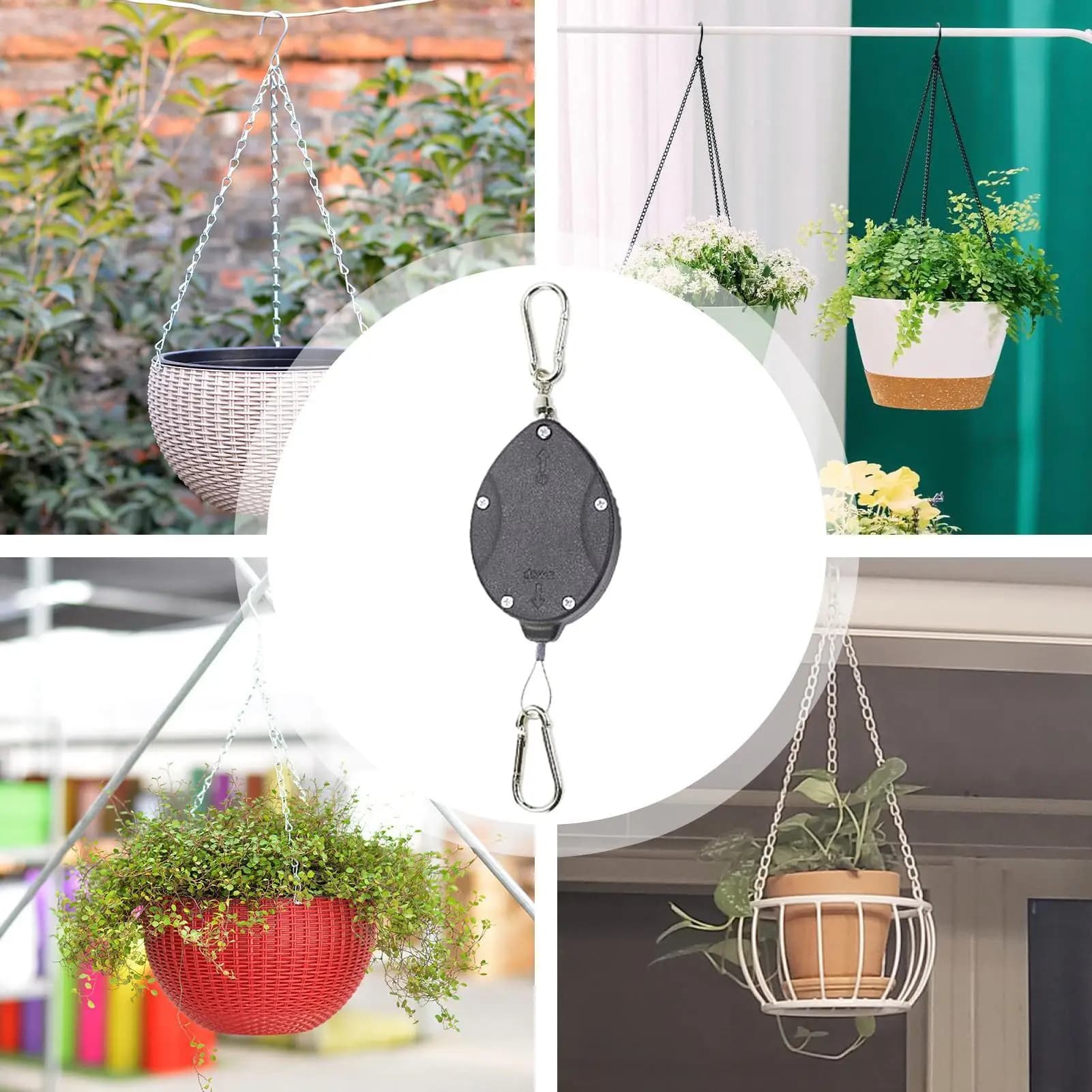Ceiling Plant Hook, retractable support for flower pots, double head plant holder hanging for home, apartment, garden, courtyard, patio