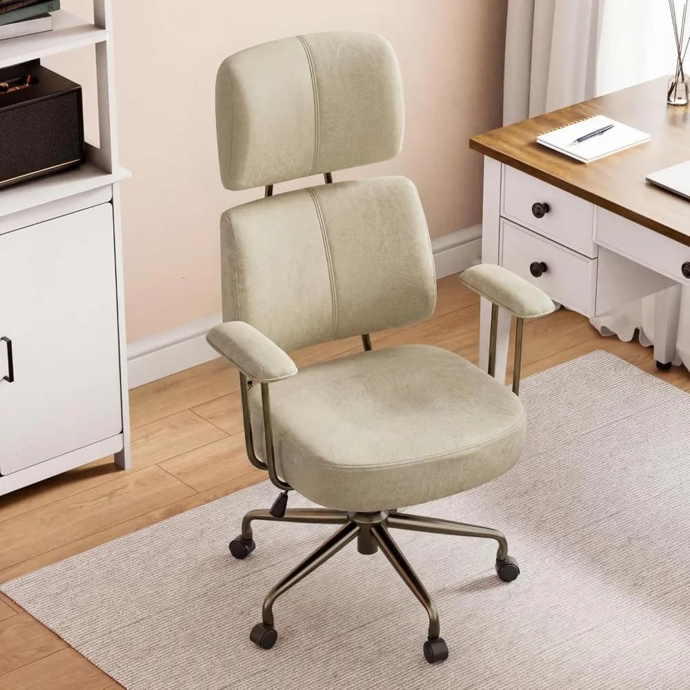 Sedie da Ufficio per Casa, Sedia Ergonomica da Computer con Schienale Alto, Supporto Lombare, Seduta con Cuscino a Molla
