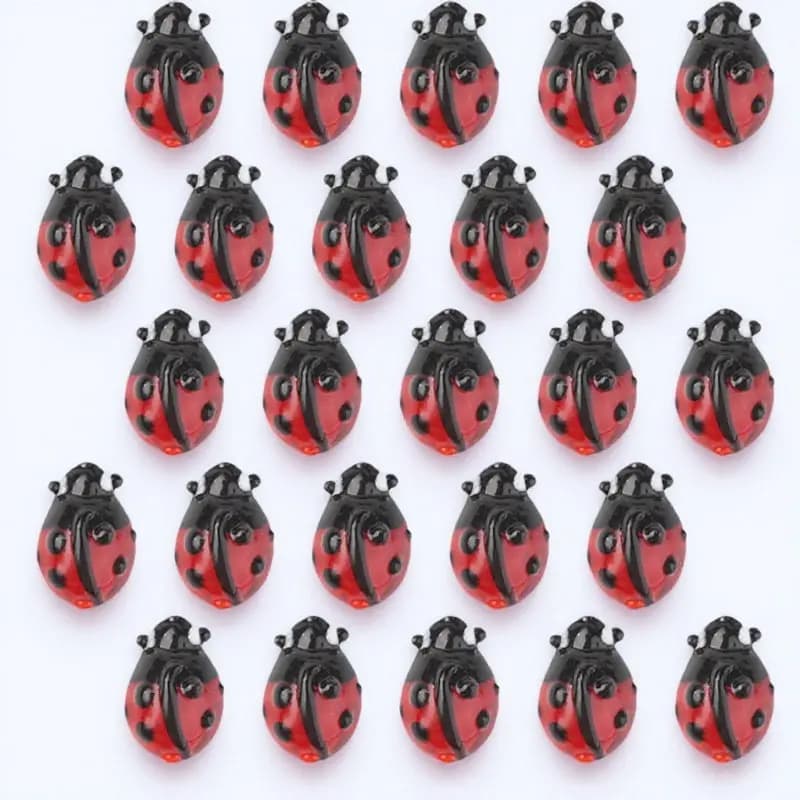 50Pcs Ladybug Shaped Craft Beads DIY Jewelry Making Supplies Handmade Beads for Bracelets Necklaces Dream Catchers Ornamental
