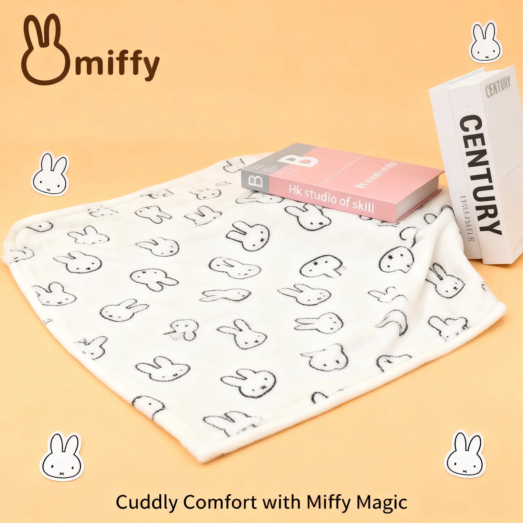 Coperta in flanella morbida e calda Kawaii Miffy, ideale per studenti, ufficio, pisolino, copertina per neonati, regalo di Natale, giocattolo