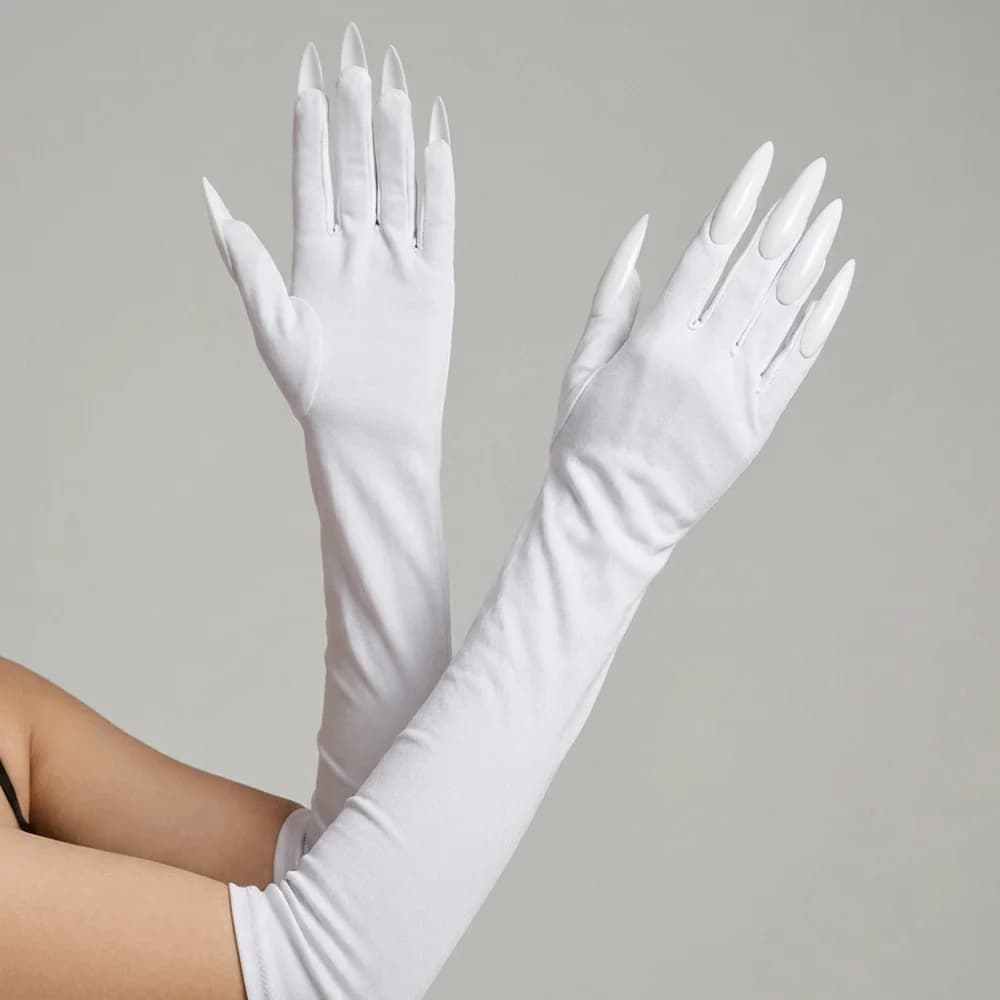 Fancy Props Halloween Cosplay Gloves Long Nails Solid Color Witch Cosplay Costume 43cm Long Ghost Claw Mittens Festival Party
