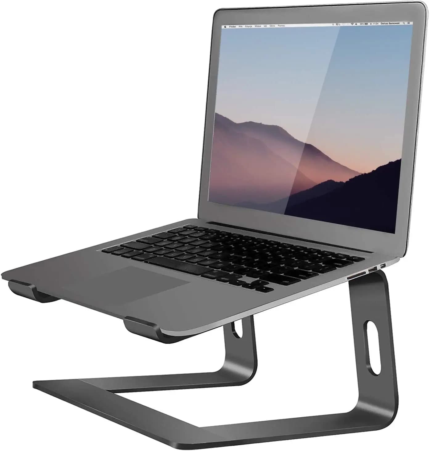Supporto ergonomico per laptop, supporto in alluminio da 5 mm per notebook da 10-15,6 pollici, supporto staccabile senza attrezzi per scrivania e ufficio