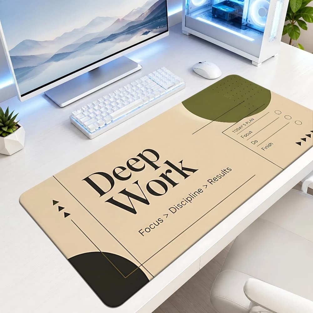 Deep Work Minimalism Inspirational Text Mouse Pad, Anti-Slip Design gaming accessories mousepad profissional desk mat